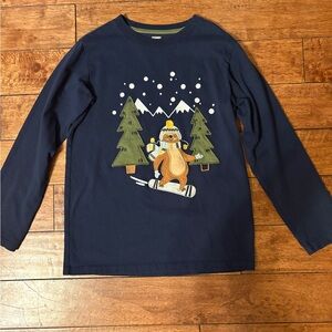 Gymboree Navy Kids Long Sleeve Shirt with Winter Design, size 10